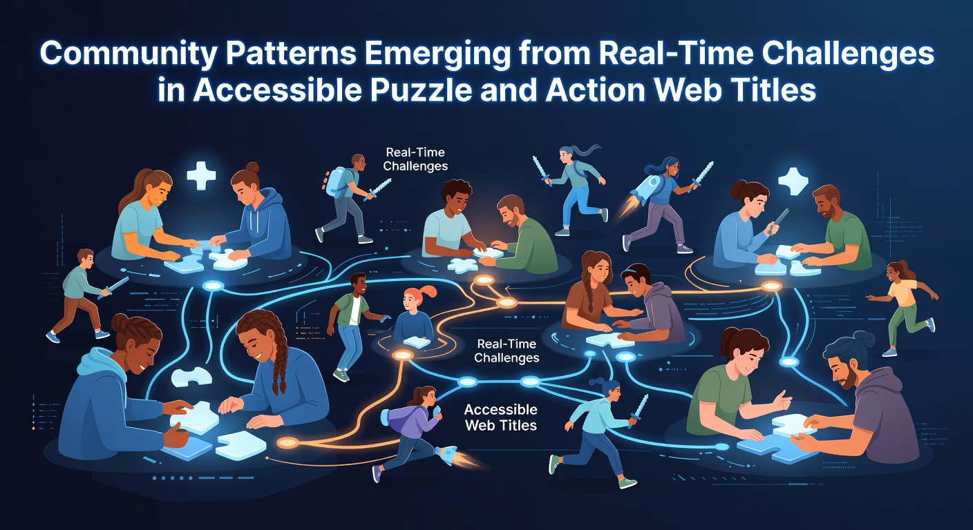 Players collaborating on a real-time puzzle challenge in a browser-based action web game interface