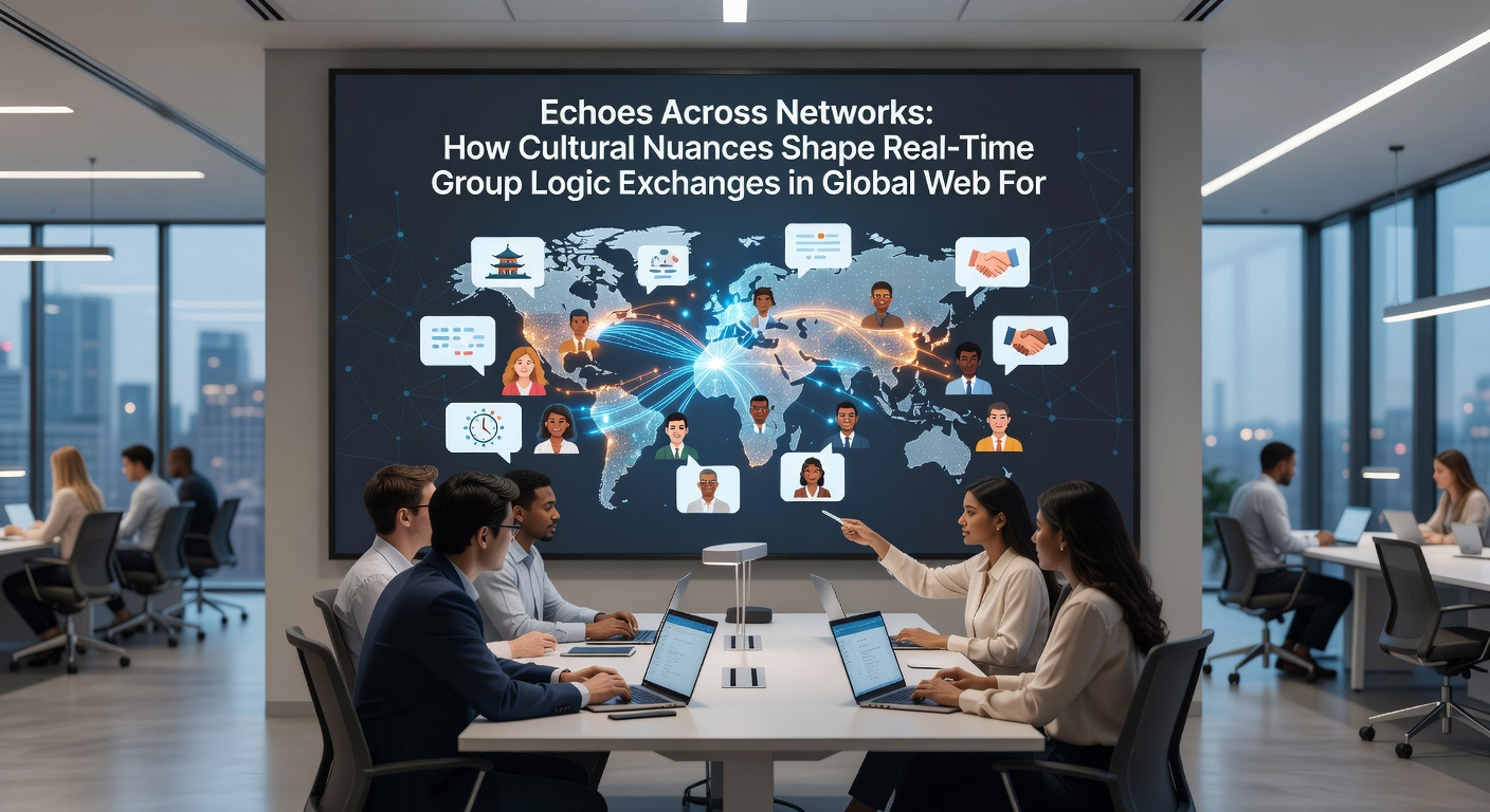 Diverse professionals collaborating via web interface with cultural nuance indicators on shared logic diagrams