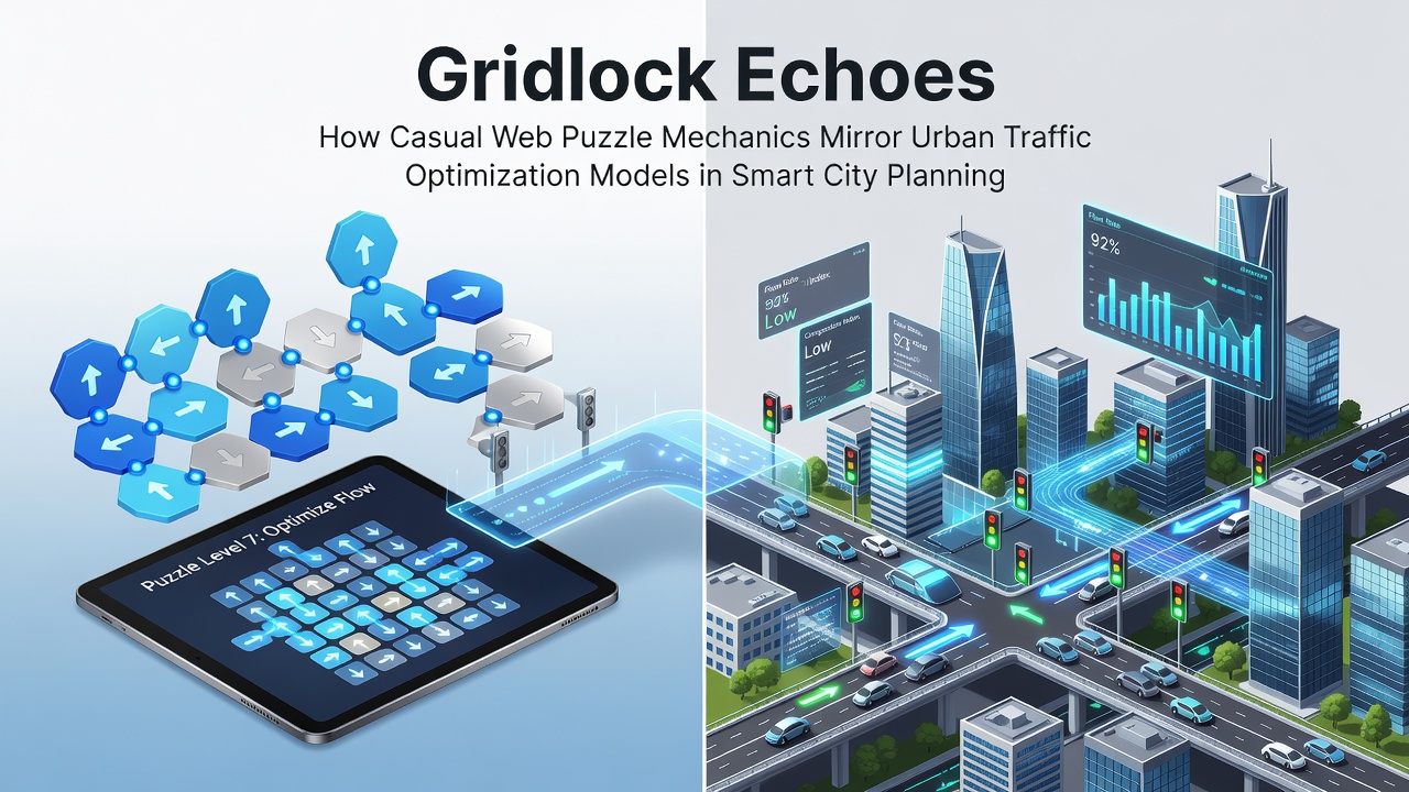 Casual web puzzle interface showing vehicle routing similar to city traffic grids