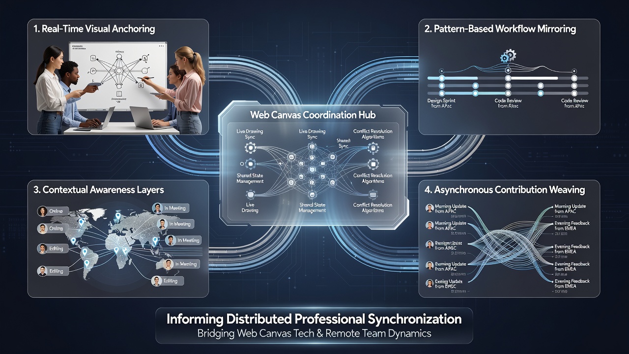 Remote professionals using synchronized digital tools to align tasks across multiple locations
