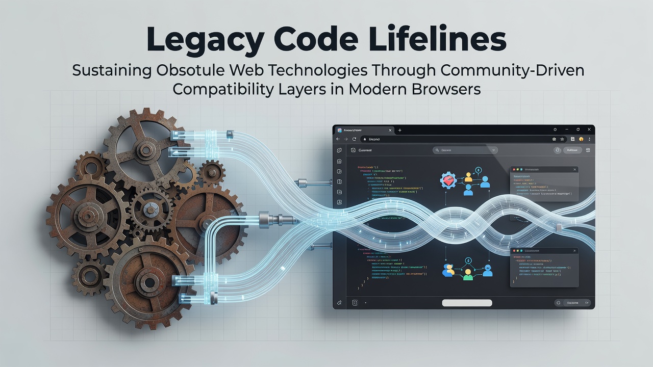Community developers collaborating on compatibility tools for legacy web code in browser environments